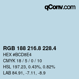 カラーコード: RGB 188 216.8 228.4 | qconv.com