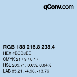 カラーコード: RGB 188 216.8 238.4 | qconv.com