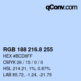 カラーコード: RGB 188 216.8 255 | qconv.com