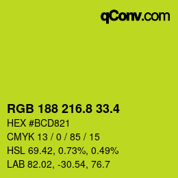 カラーコード: RGB 188 216.8 33.4 | qconv.com