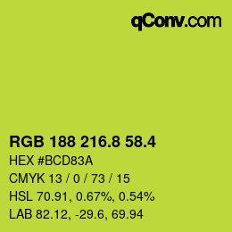 カラーコード: RGB 188 216.8 58.4 | qconv.com