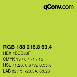 カラーコード: RGB 188 216.8 63.4 | qconv.com