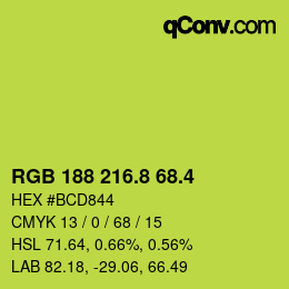 カラーコード: RGB 188 216.8 68.4 | qconv.com