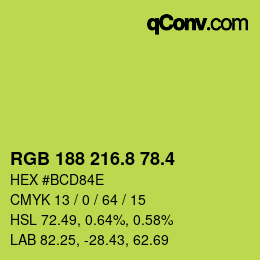 カラーコード: RGB 188 216.8 78.4 | qconv.com
