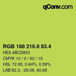 カラーコード: RGB 188 216.8 83.4 | qconv.com