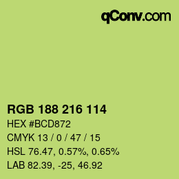 Color code: RGB 188 216 114 | qconv.com