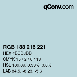 Farbcode: RGB 188 216 221 | qconv.com