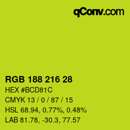 Color code: RGB 188 216 28 | qconv.com