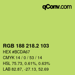 カラーコード: RGB 188 218.2 103 | qconv.com