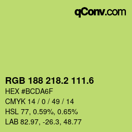 カラーコード: RGB 188 218.2 111.6 | qconv.com