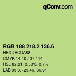 カラーコード: RGB 188 218.2 136.6 | qconv.com