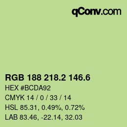 カラーコード: RGB 188 218.2 146.6 | qconv.com