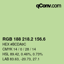 カラーコード: RGB 188 218.2 156.6 | qconv.com