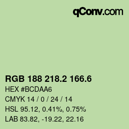 カラーコード: RGB 188 218.2 166.6 | qconv.com