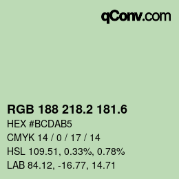 カラーコード: RGB 188 218.2 181.6 | qconv.com