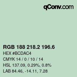 カラーコード: RGB 188 218.2 196.6 | qconv.com