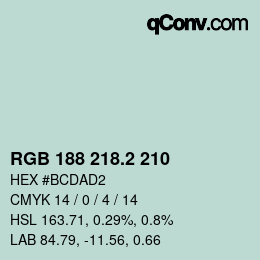 カラーコード: RGB 188 218.2 210 | qconv.com
