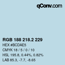 カラーコード: RGB 188 218.2 229 | qconv.com