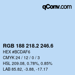カラーコード: RGB 188 218.2 246.6 | qconv.com