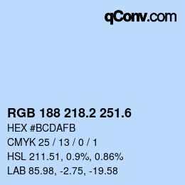 カラーコード: RGB 188 218.2 251.6 | qconv.com