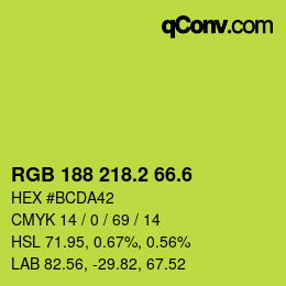 カラーコード: RGB 188 218.2 66.6 | qconv.com