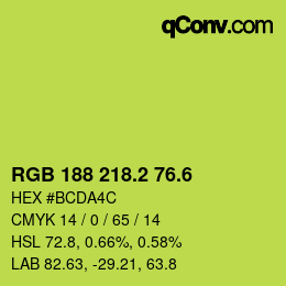 カラーコード: RGB 188 218.2 76.6 | qconv.com