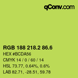 カラーコード: RGB 188 218.2 86.6 | qconv.com