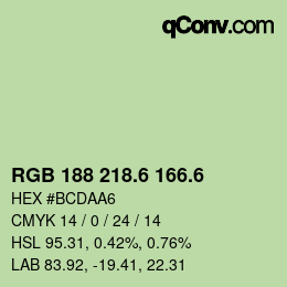 カラーコード: RGB 188 218.6 166.6 | qconv.com