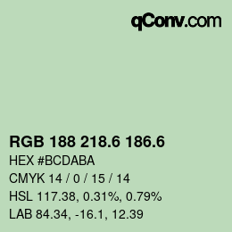 カラーコード: RGB 188 218.6 186.6 | qconv.com