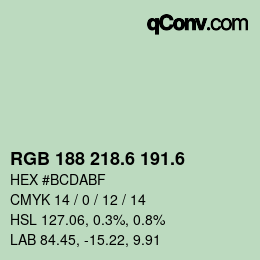 カラーコード: RGB 188 218.6 191.6 | qconv.com