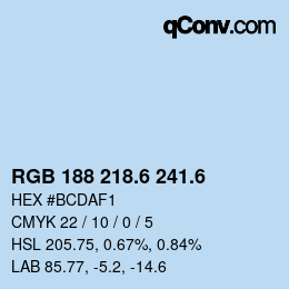 カラーコード: RGB 188 218.6 241.6 | qconv.com