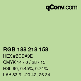 カラーコード: RGB 188 218 158 | qconv.com