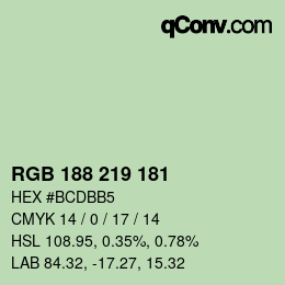 Color code: RGB 188 219 181 | qconv.com