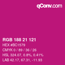 Color code: RGB 188 21 121 | qconv.com
