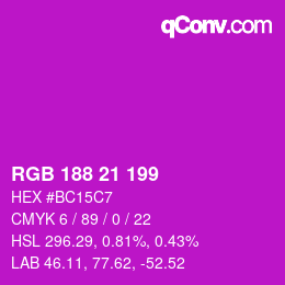Color code: RGB 188 21 199 | qconv.com