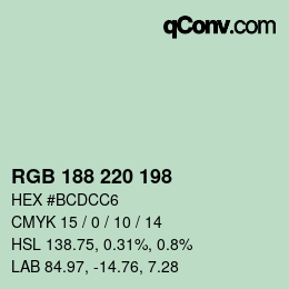 颜色代码: RGB 188 220 198 | qconv.com