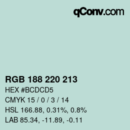 Código de color: RGB 188 220 213 | qconv.com