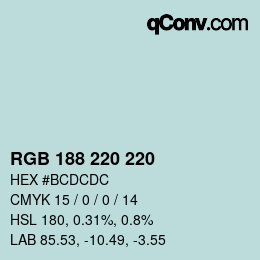 Code couleur: RGB 188 220 220 | qconv.com
