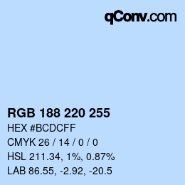 Color code: RGB 188 220 255 | qconv.com