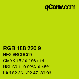 カラーコード: RGB 188 220 9 | qconv.com