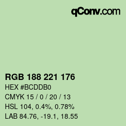 Color code: RGB 188 221 176 | qconv.com