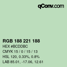 カラーコード: RGB 188 221 188 | qconv.com