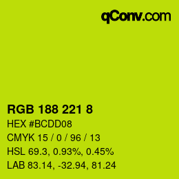 Color code: RGB 188 221 8 | qconv.com