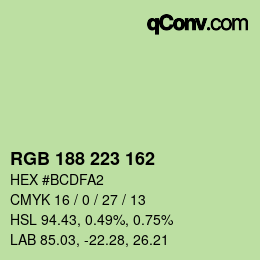 Color code: RGB 188 223 162 | qconv.com