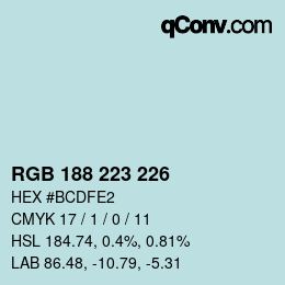 Farbcode: RGB 188 223 226 | qconv.com