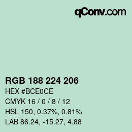 Color code: RGB 188 224 206 | qconv.com