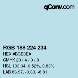 Color code: RGB 188 224 234 | qconv.com