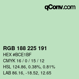 Color code: RGB 188 225 191 | qconv.com