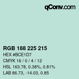 カラーコード: RGB 188 225 215 | qconv.com