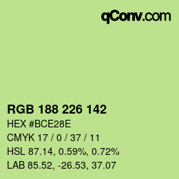 Color code: RGB 188 226 142 | qconv.com